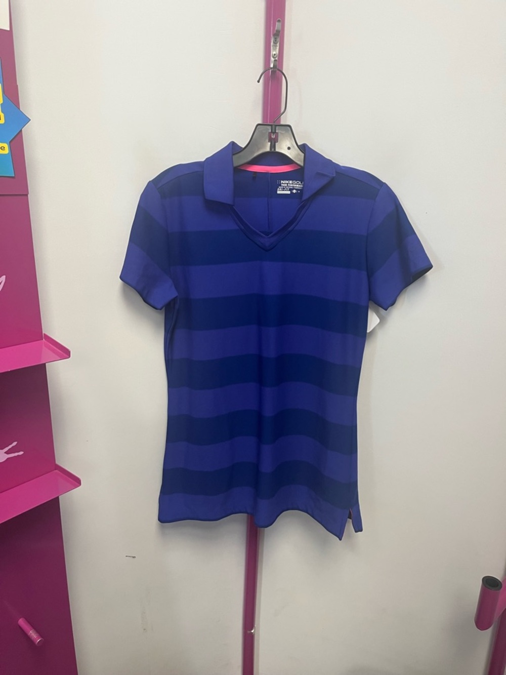 Nike Women's Short Sleeve Striped Polo Tee - Blue